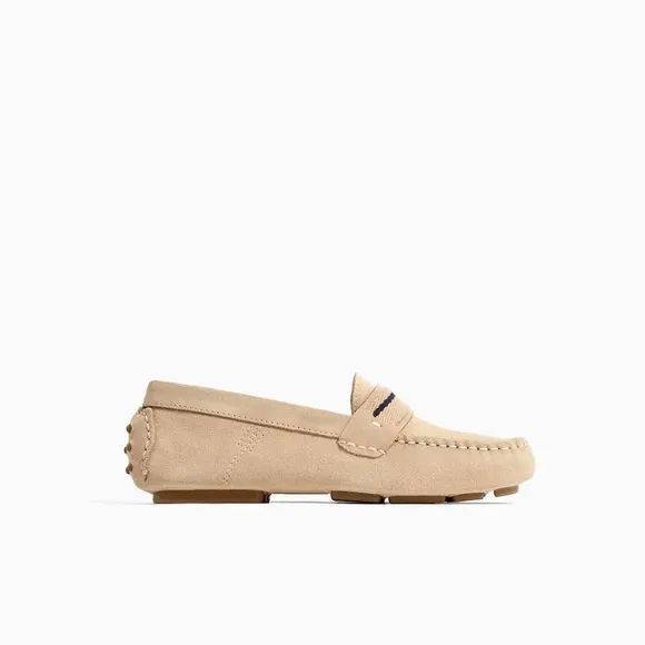 Zara kids tan leather loafers