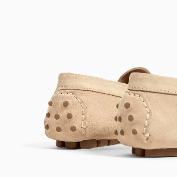 Zara kids tan leather loafers