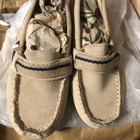 Zara kids tan leather loafers
