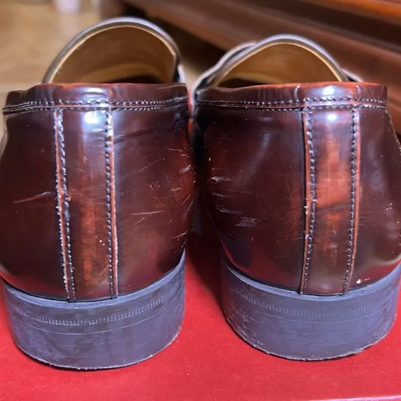 Zara Man Burgundy Shiny Leather Tassel Loafers, Size 43 EU