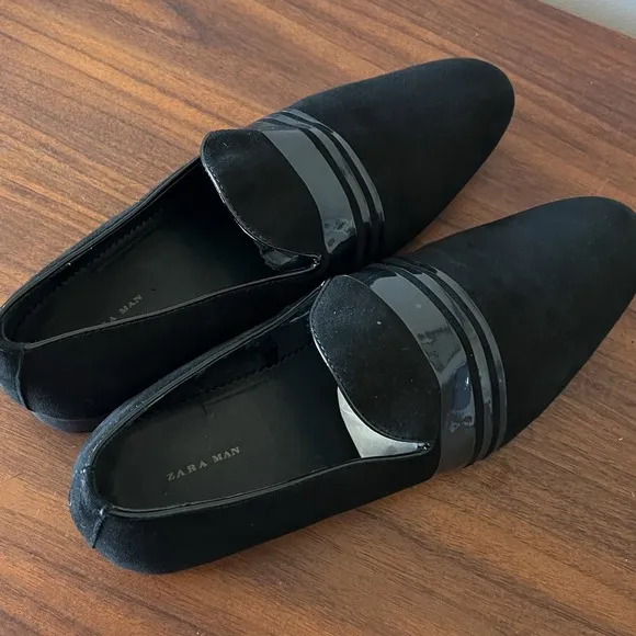 Zara Man Men's Black Suede Loafers Slip Ons Tuxedo Size EU 42 US 8.5