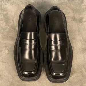 Zara Square Toe Penny Loafer Black Eu 40 US 7 Limited Edition Academia Office