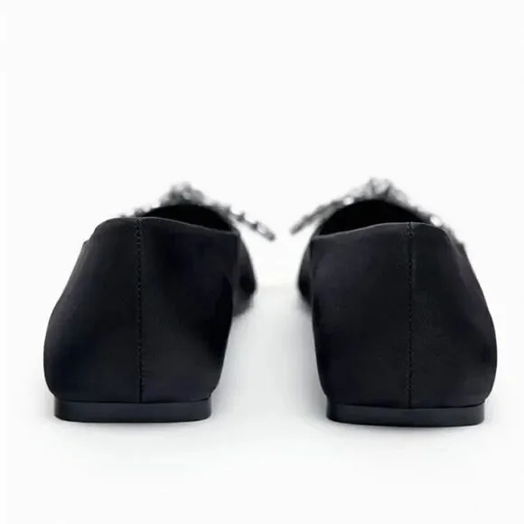 ZARA EMBELLISHED BOW BALLET FLATS