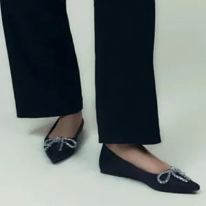 ZARA EMBELLISHED BOW BALLET FLATS