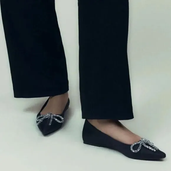 ZARA EMBELLISHED BOW BALLET FLATS