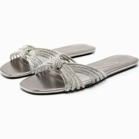 ZARA RHINESTONE SILVER FLATS BRIDAL WEDDING