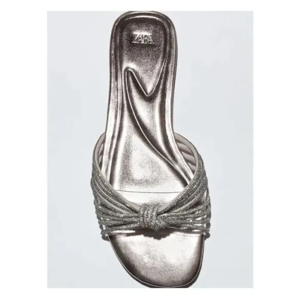 ZARA RHINESTONE SILVER FLATS BRIDAL WEDDING