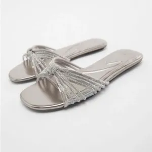 ZARA RHINESTONE SILVER FLATS BRIDAL WEDDING