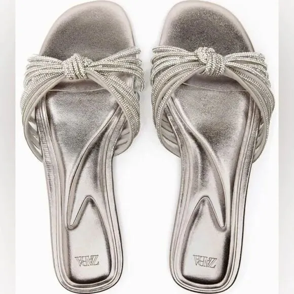 ZARA RHINESTONE SILVER FLATS BRIDAL WEDDING
