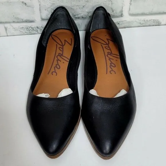 ZODIAC Womens 7 EU37 Black Leather Hill‎ Pointed Toe Slip On Flats