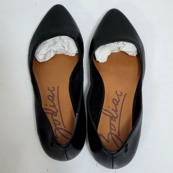 ZODIAC Womens 7 EU37 Black Leather Hill‎ Pointed Toe Slip On Flats