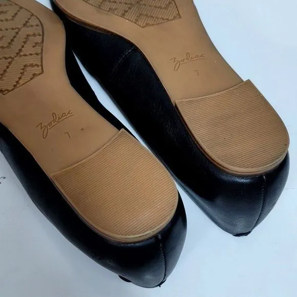 ZODIAC Womens 7 EU37 Black Leather Hill‎ Pointed Toe Slip On Flats
