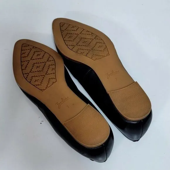 ZODIAC Womens 7 EU37 Black Leather Hill‎ Pointed Toe Slip On Flats